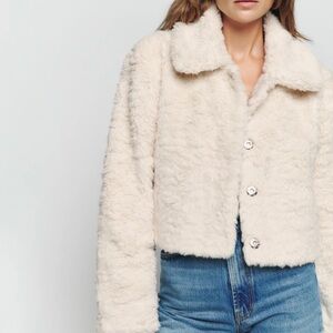 Reformation Fitzroy Women's Cream Faux Fur Jacket